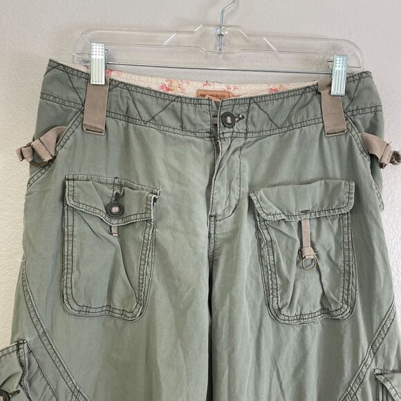 Vintage Y2K Abercrombie & Fitch Womens 10 Cargo Pants Olive Green Baggy Utility - Picture 2 of 9